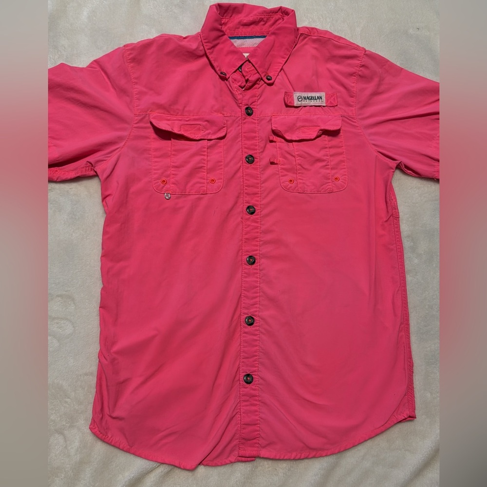 Magellan Outdoors Pink Casual Button Down Shirt Relaxed Fit